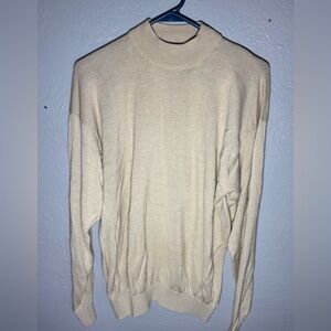 Va Bene Vintage Large Silk Blend Cream mock turtle Sweater Retro Soft‎
